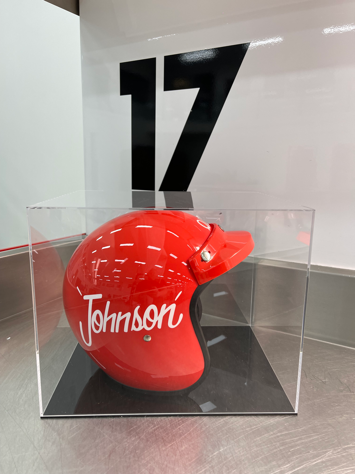 Dick Johnson Replica 1980-81 Race Helmet with Display Case