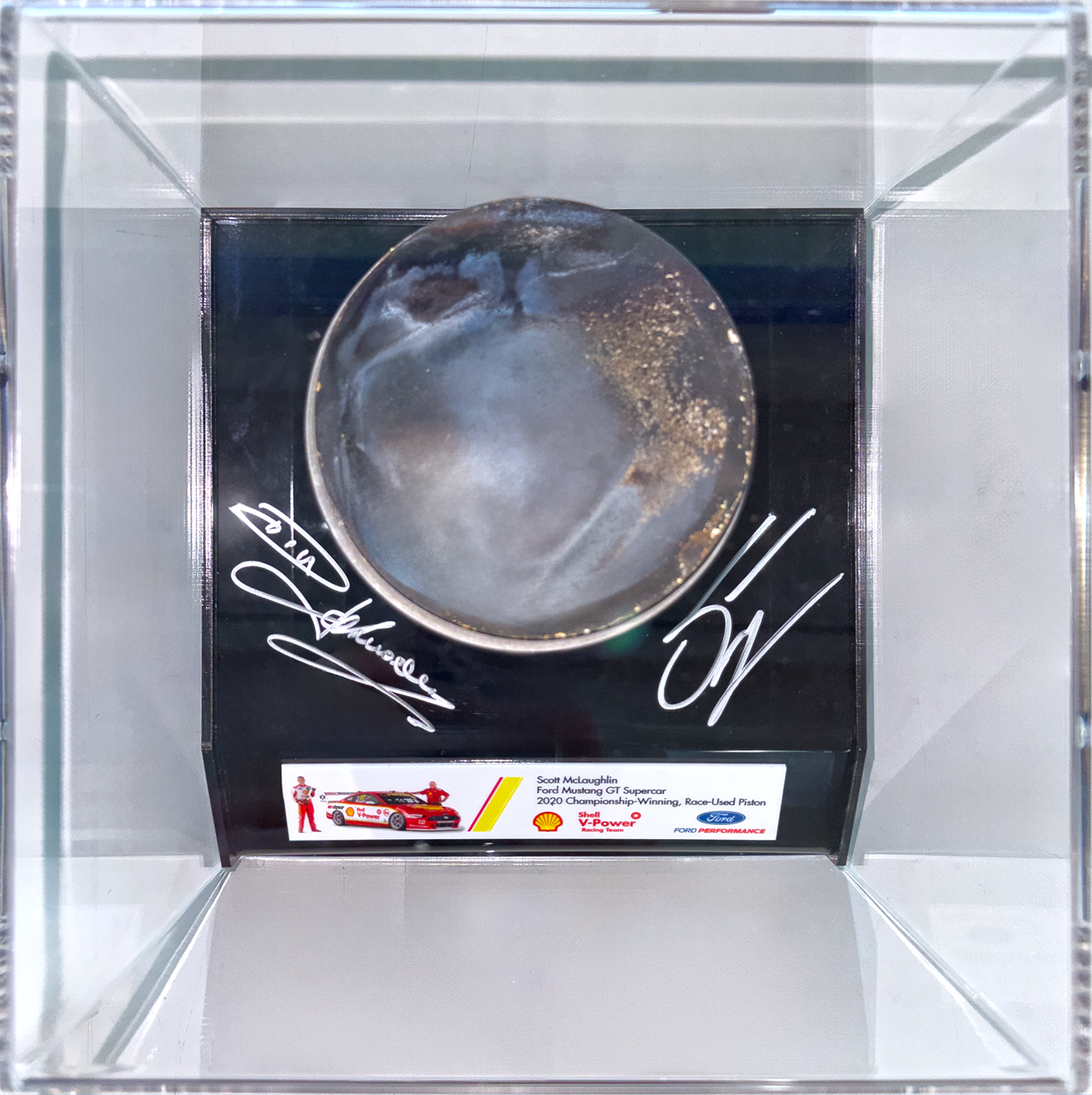 2020 Championship-Winning, Race-Used Mustang GT Piston - signed by Dick Johnson and Scott McLaughlin