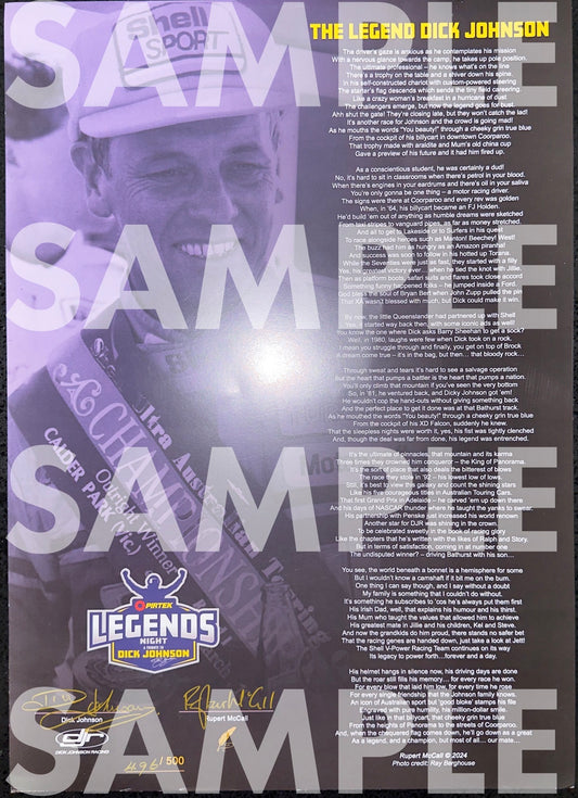 An Ode to Dick Johnson - Pirtek Legends Night Artwork