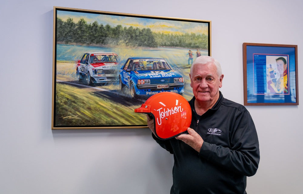 Dick Johnson Replica 1980-81 Race Helmet with Display Case