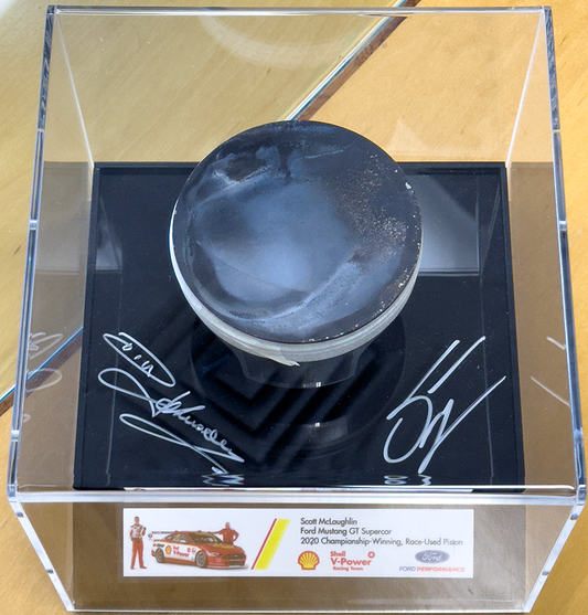 2020 Championship-Winning, Race-Used Mustang GT Piston - signed by Dick Johnson and Scott McLaughlin