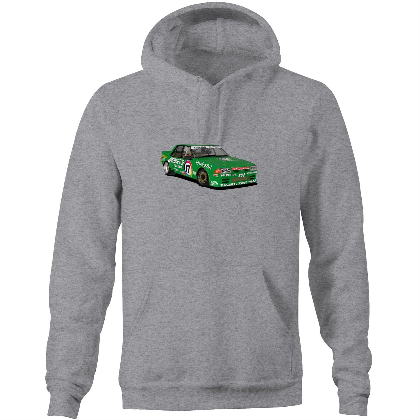 1983 Bathurst 1000 Greens'-Tuf Ford Falcon XE Front View Hoodie